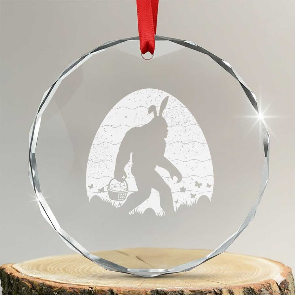 Funny Bigfot Easter Crystal Glass Ornament Sasquatch Rabbit Night Stroll Moon Egg