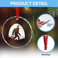 Funny Bigfot Easter Crystal Glass Ornament Sasquatch Rabbit Night Stroll Moon Egg