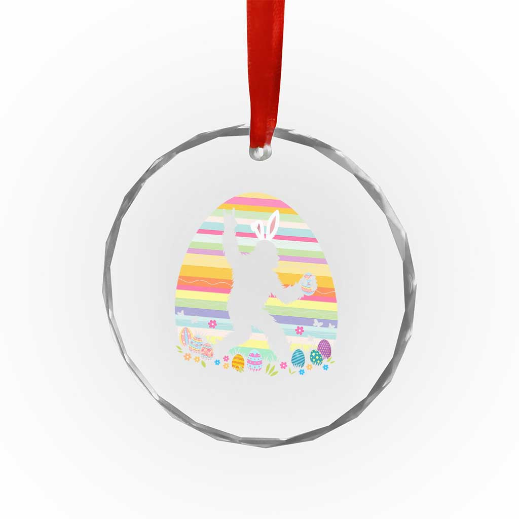 Funny Bigfot Easter Crystal Glass Ornament Sasquatch Rock On Rabbit