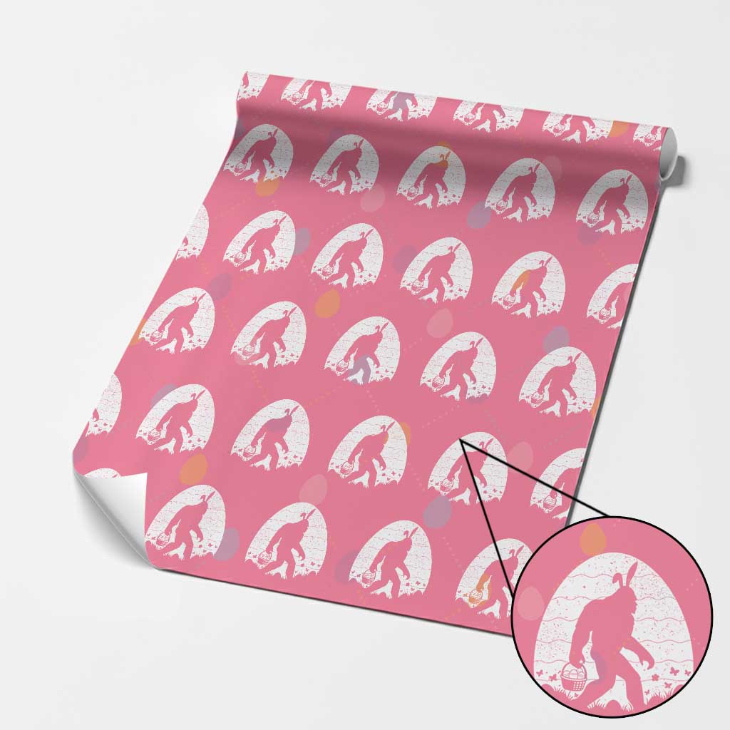 Funny Bigfot Easter Wrapping Paper Roll Sasquatch Rabbit Night Stroll Moon Egg