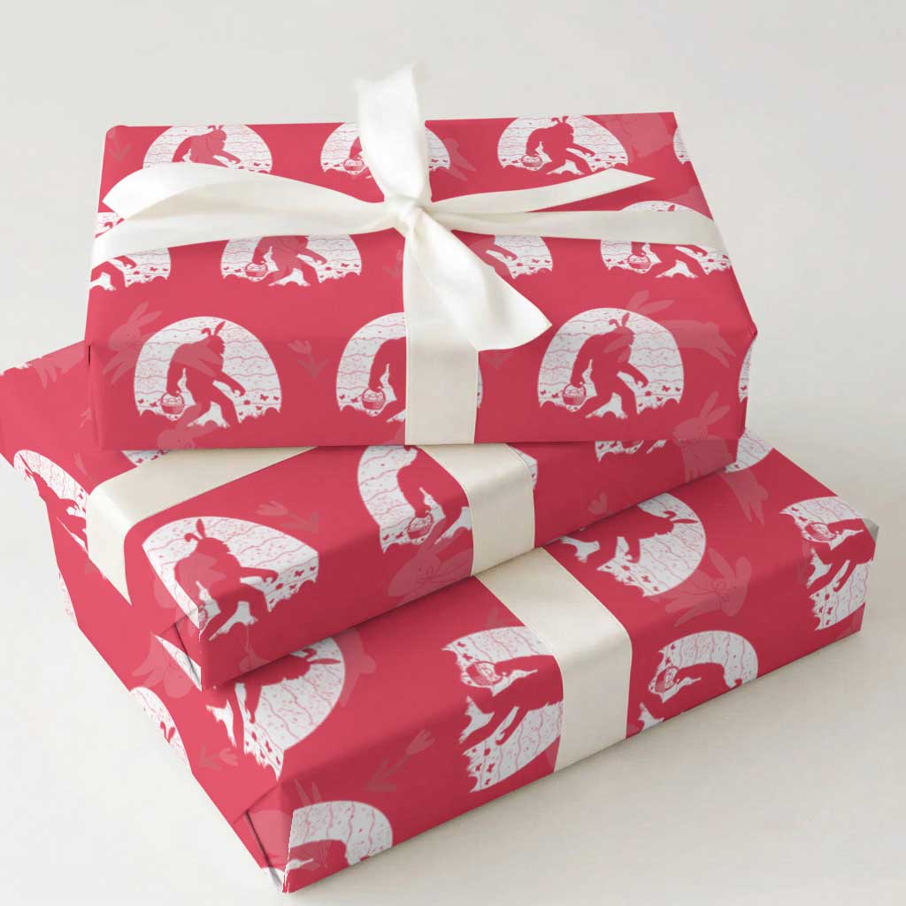 Funny Bigfot Easter Wrapping Paper Roll Sasquatch Rabbit Night Stroll Moon Egg