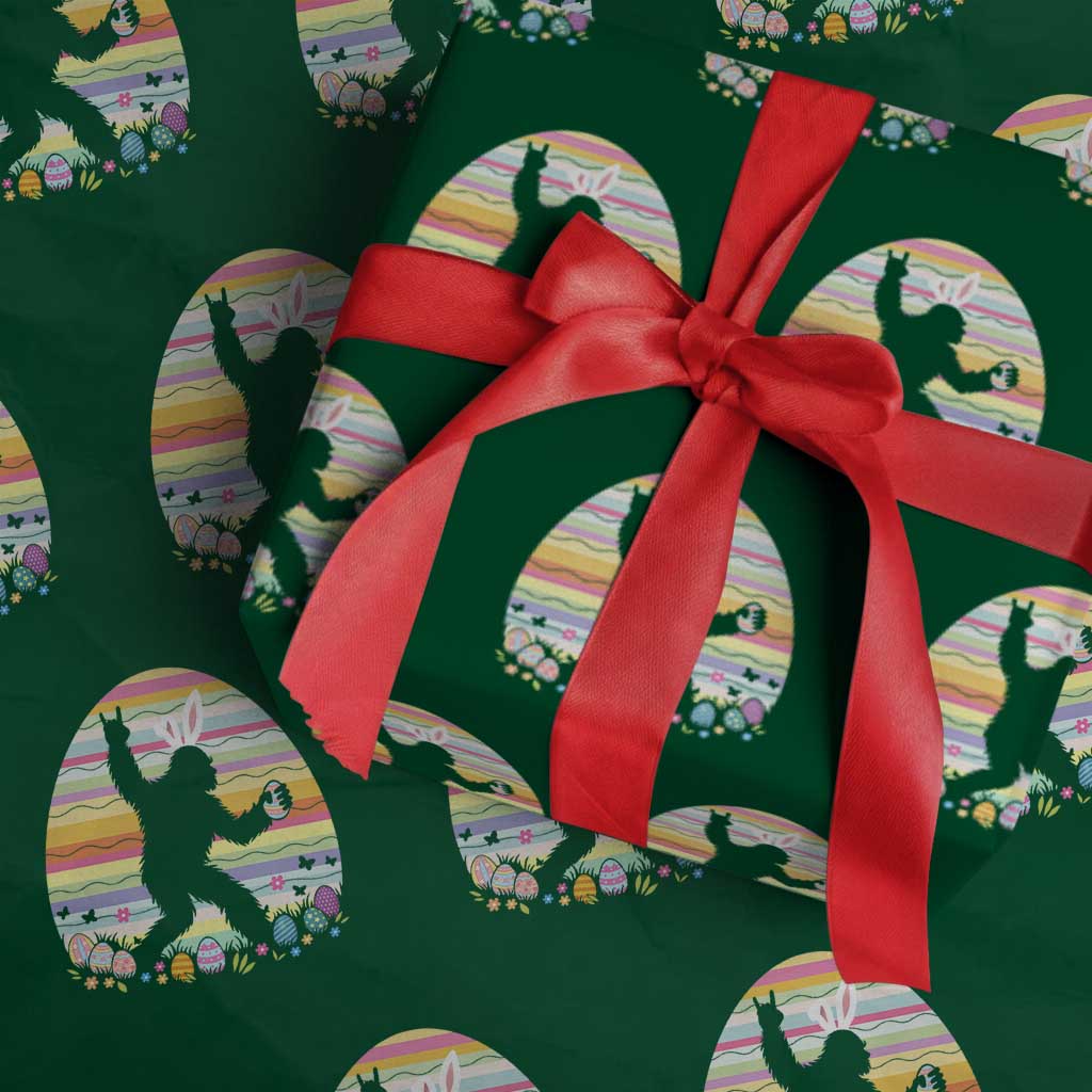 Funny Bigfot Easter Wrapping Paper Roll Sasquatch Rock On Rabbit