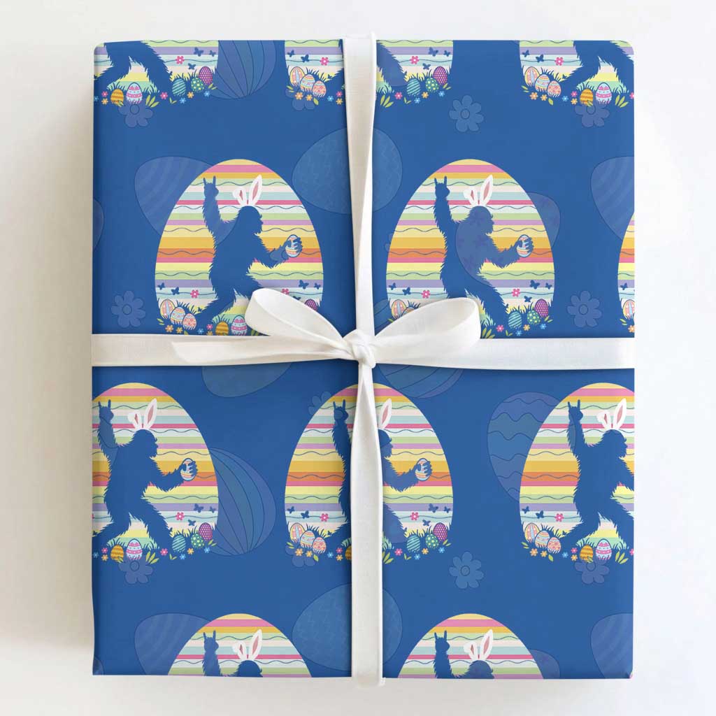 Funny Bigfot Easter Wrapping Paper Roll Sasquatch Rock On Rabbit