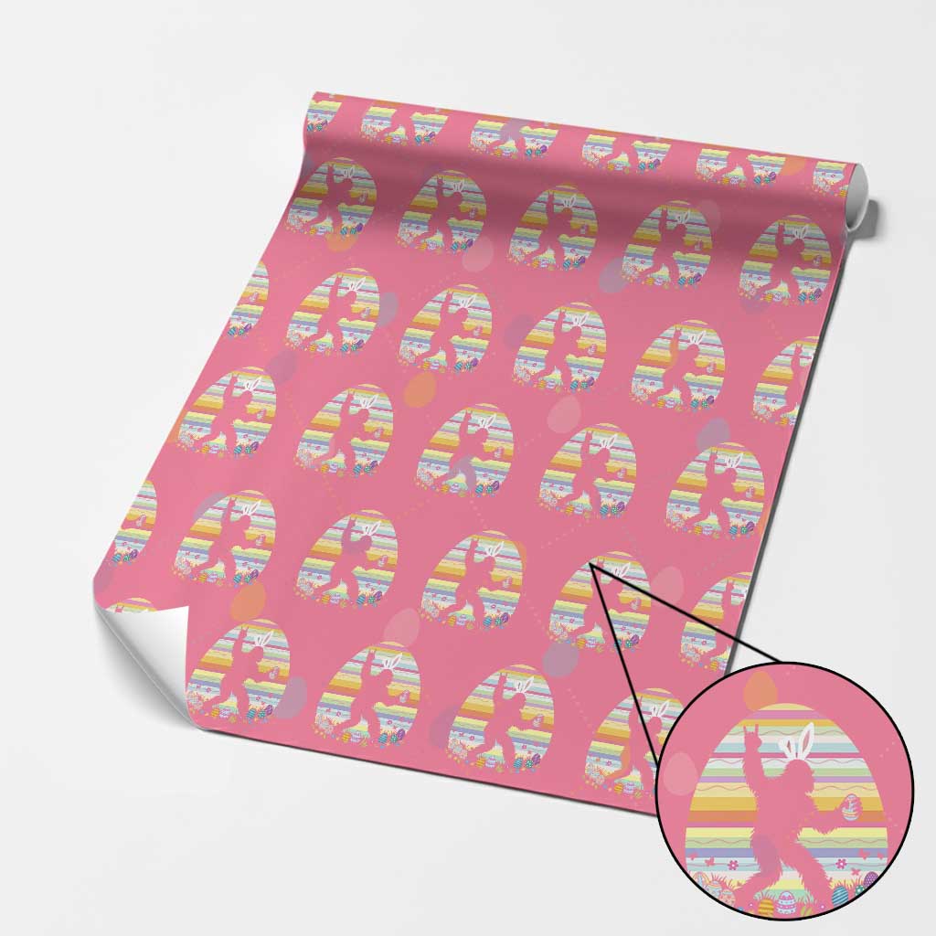 Funny Bigfot Easter Wrapping Paper Roll Sasquatch Rock On Rabbit