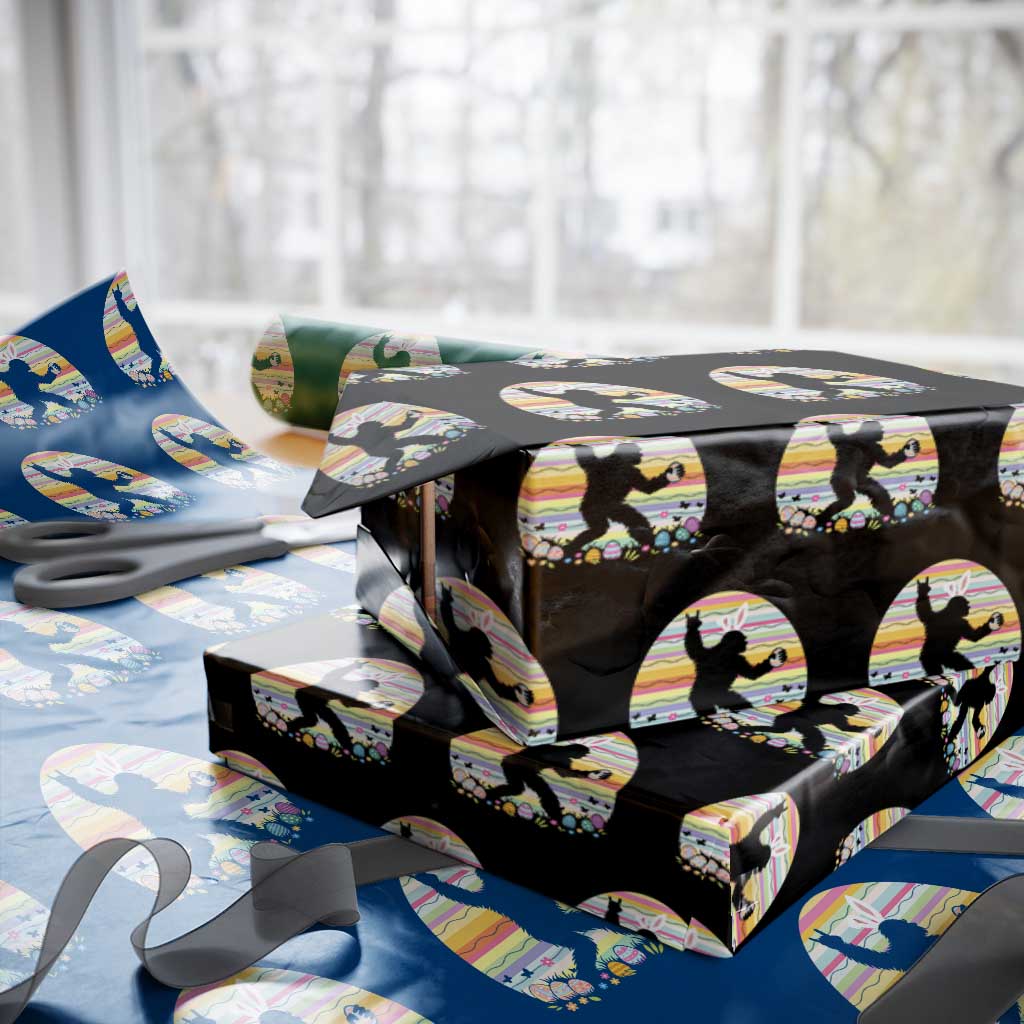 Funny Bigfot Easter Wrapping Paper Roll Sasquatch Rock On Rabbit