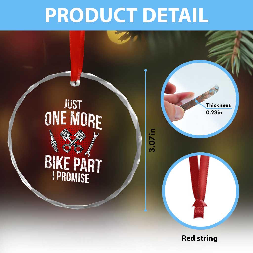 Funny Biker Crystal Glass Ornament One More Bike Part Motorcycle Mechanic TS02