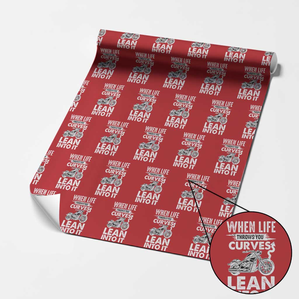 Funny Biker Wrapping Paper Roll When Life Throws You Curves Lean Into It Motorcycle - Wonder Print Shop