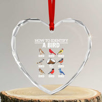 Funny Bird Watching Heart Crystal Glass Ornament How To Identify A Bird - Wonder Print Shop