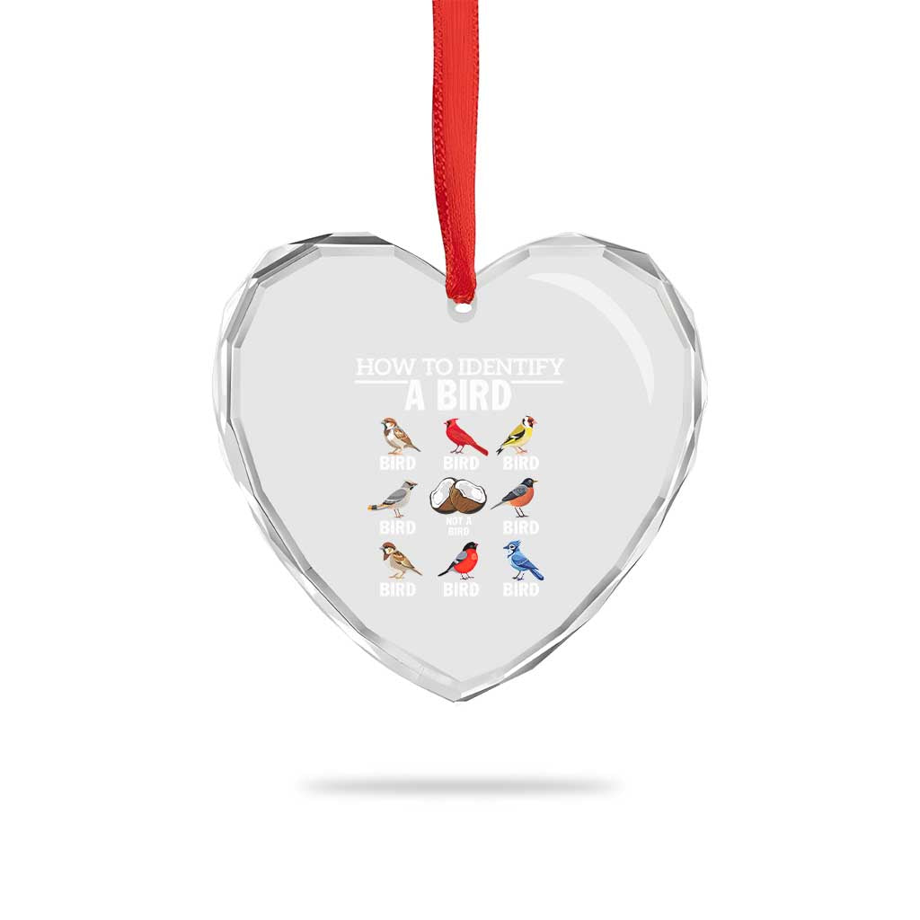 Funny Bird Watching Heart Crystal Glass Ornament How To Identify A Bird - Wonder Print Shop