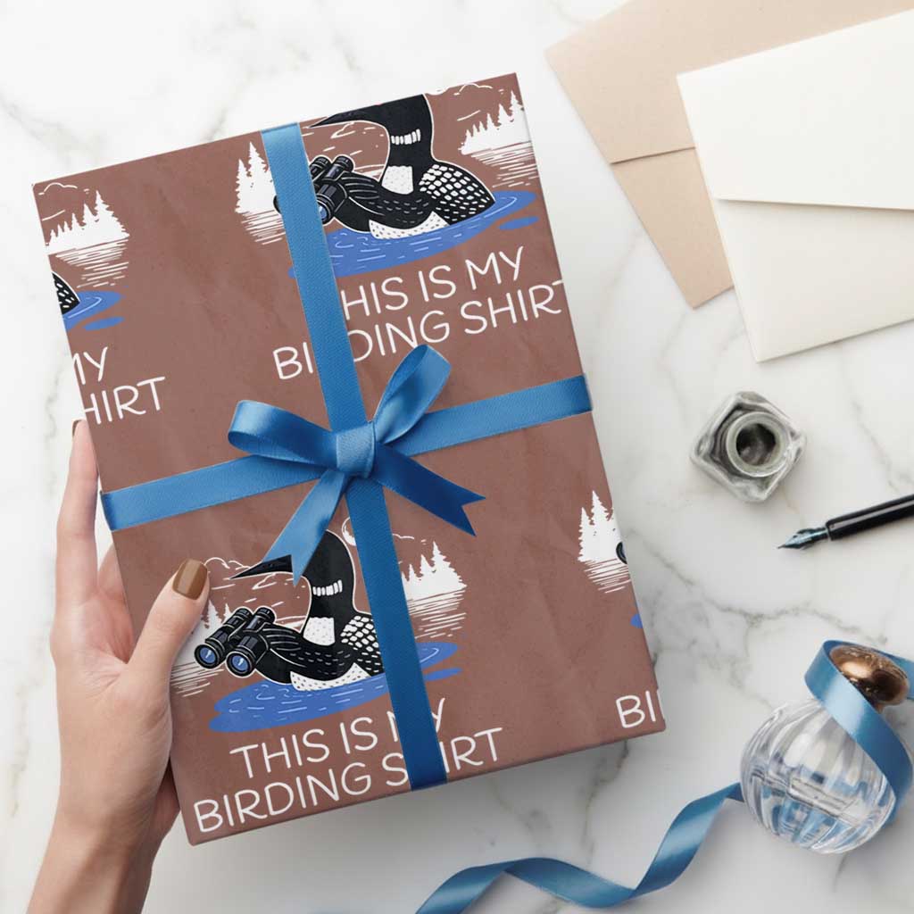 Funny Birding Wrapping Paper Roll Loon Bird Watching - Wonder Print Shop