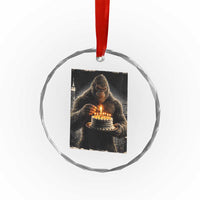 Funny Birthday Bigfoot Crystal Glass Ornament Sasquatsch Bday Party Vintage Graphic Japanese Art