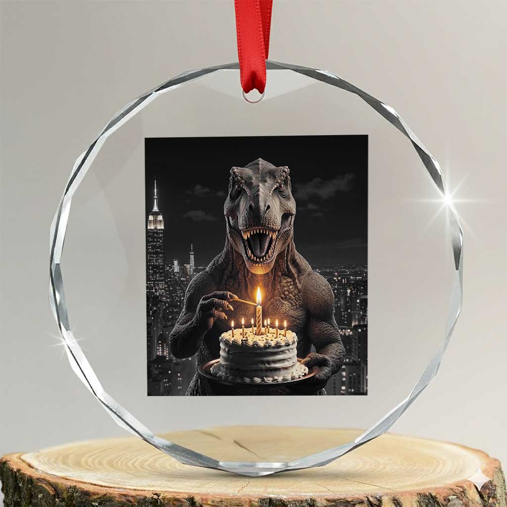 Funny Birthday Dinosaur Crystal Glass Ornament Prehistoric Party Celebration