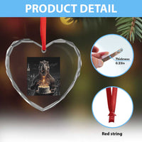 Funny Birthday Dinosaur Heart Crystal Glass Ornament Prehistoric Party Celebration