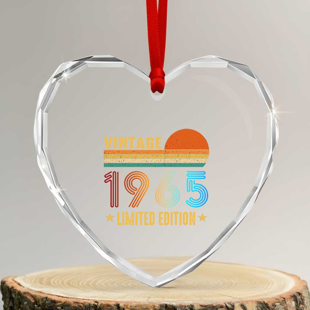 Funny Birthday Heart Crystal Glass Ornament Vintage 1965 Limited Edition Bday Party - Wonder Print Shop