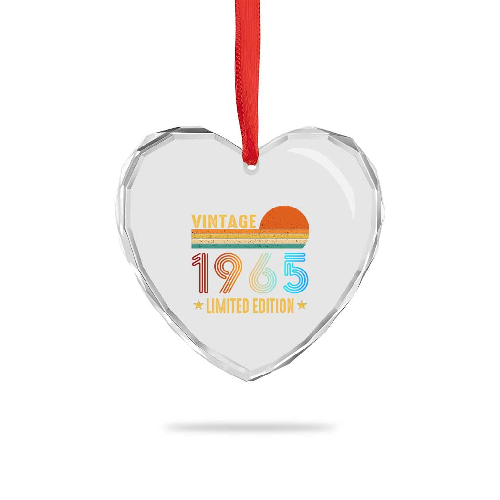 Funny Birthday Heart Crystal Glass Ornament Vintage 1965 Limited Edition Bday Party - Wonder Print Shop