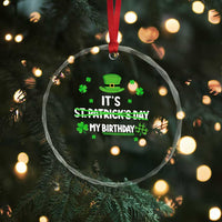 Funny Birthday St Patricks Day Crystal Glass Ornament Funny Shamrock Born Lucky Irish Bday