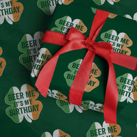 Funny Birthday St Patricks Day Wrapping Paper Roll Beer Me Its My Birthday Ireland Irish Shamrock