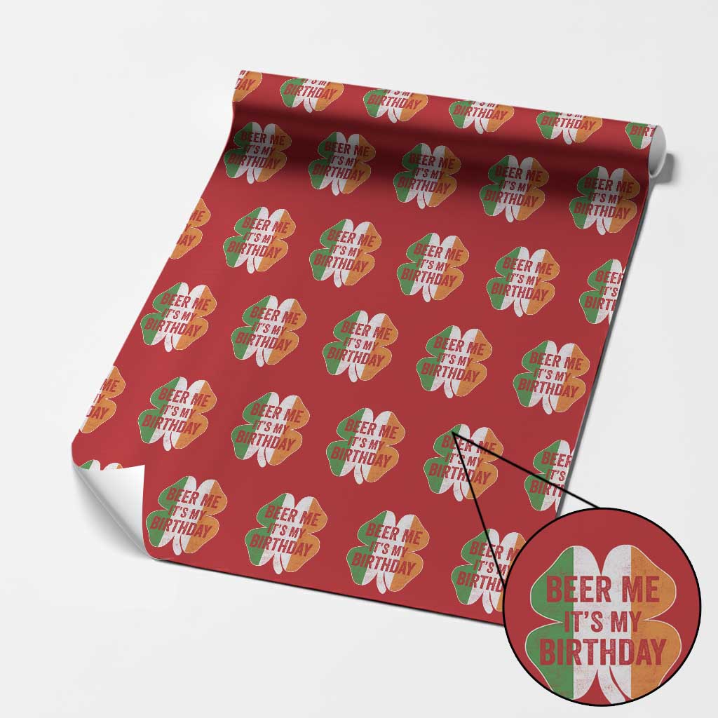 Funny Birthday St Patricks Day Wrapping Paper Roll Beer Me Its My Birthday Ireland Irish Shamrock