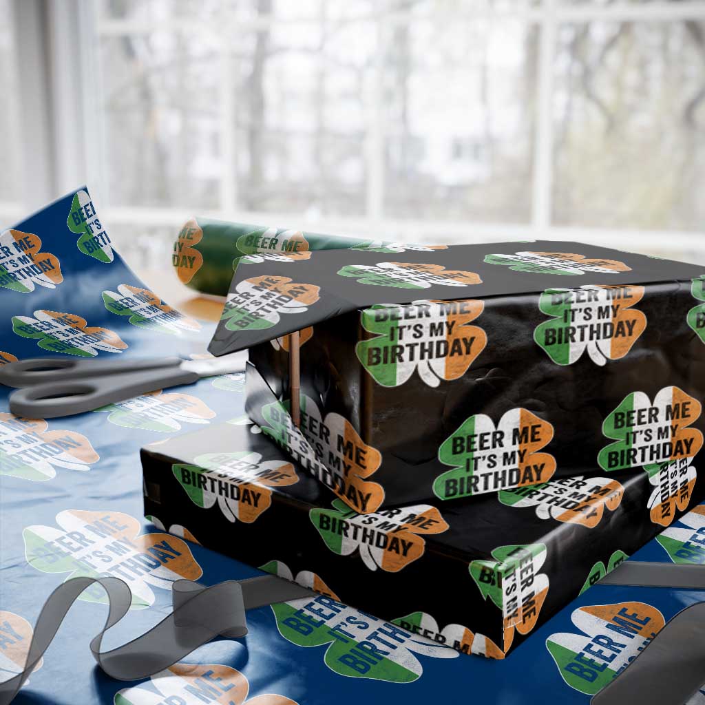 Funny Birthday St Patricks Day Wrapping Paper Roll Beer Me Its My Birthday Ireland Irish Shamrock