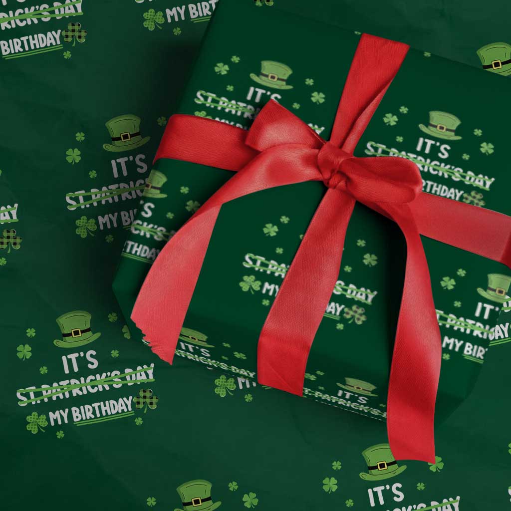 Funny Birthday St Patricks Day Wrapping Paper Roll Funny Shamrock Born Lucky Irish Bday