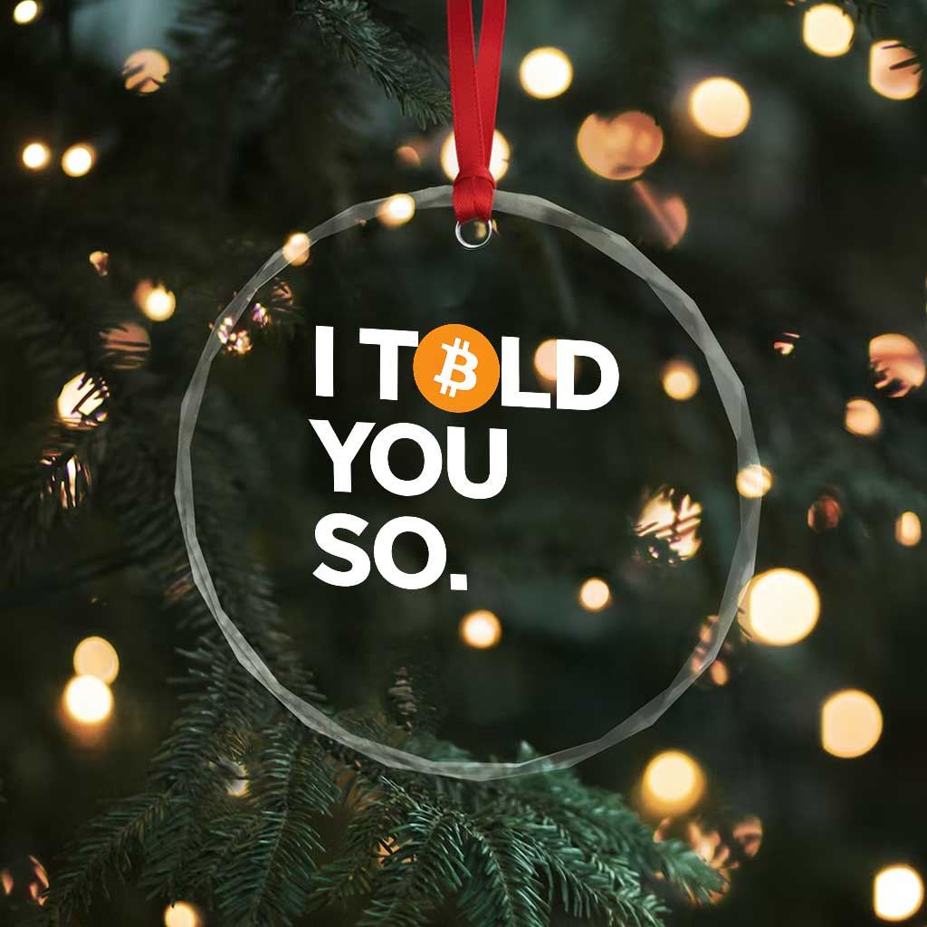 Funny Bitcoin Crystal Glass Ornament Bitcoin I Told You So Funny BTC Crypto Cryptocurrency Trader TS02