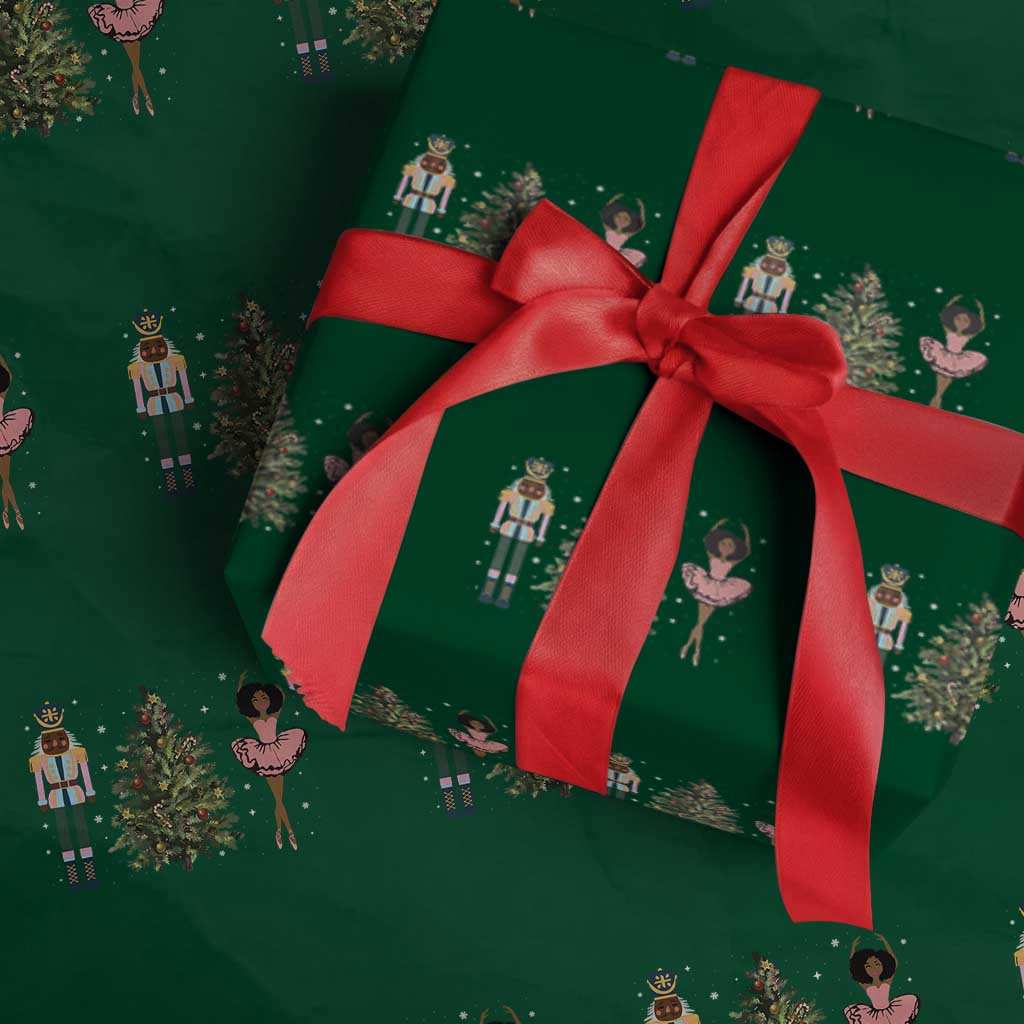 Funny Black Ballerina Nutcracker African American Christmas Wrapping Paper Roll - Wonder Print Shop
