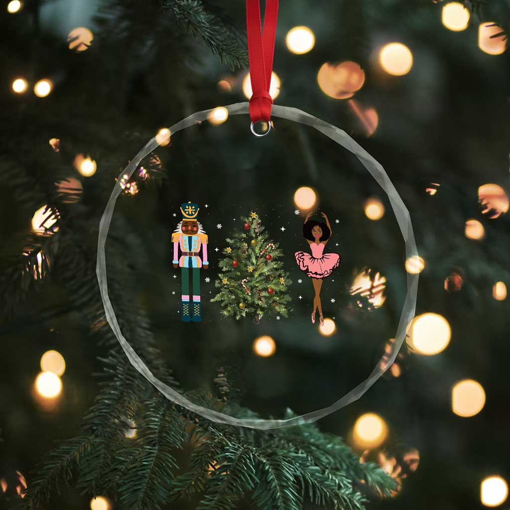 Funny Black Ballerina Nutcracker African American Xmas Crystal Glass Ornament TS11