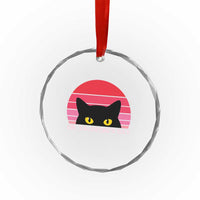 Funny Black Cat Anti Valentine Meme Crystal Glass Ornament - Wonder Print Shop