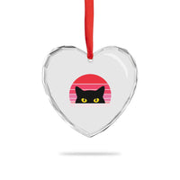Funny Black Cat Anti Valentine Meme Heart Crystal Glass Ornament - Wonder Print Shop