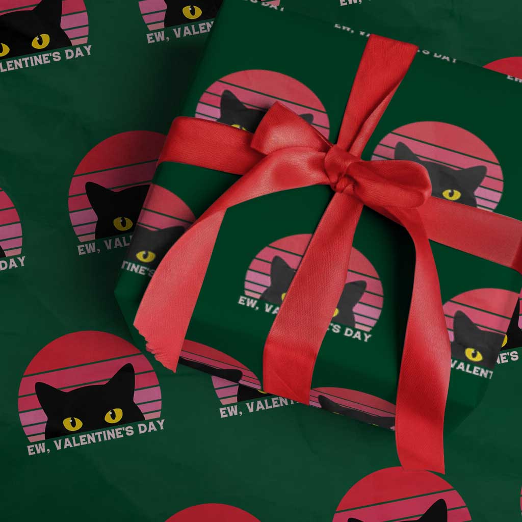 Funny Black Cat Anti Valentine Meme Wrapping Paper Roll - Wonder Print Shop