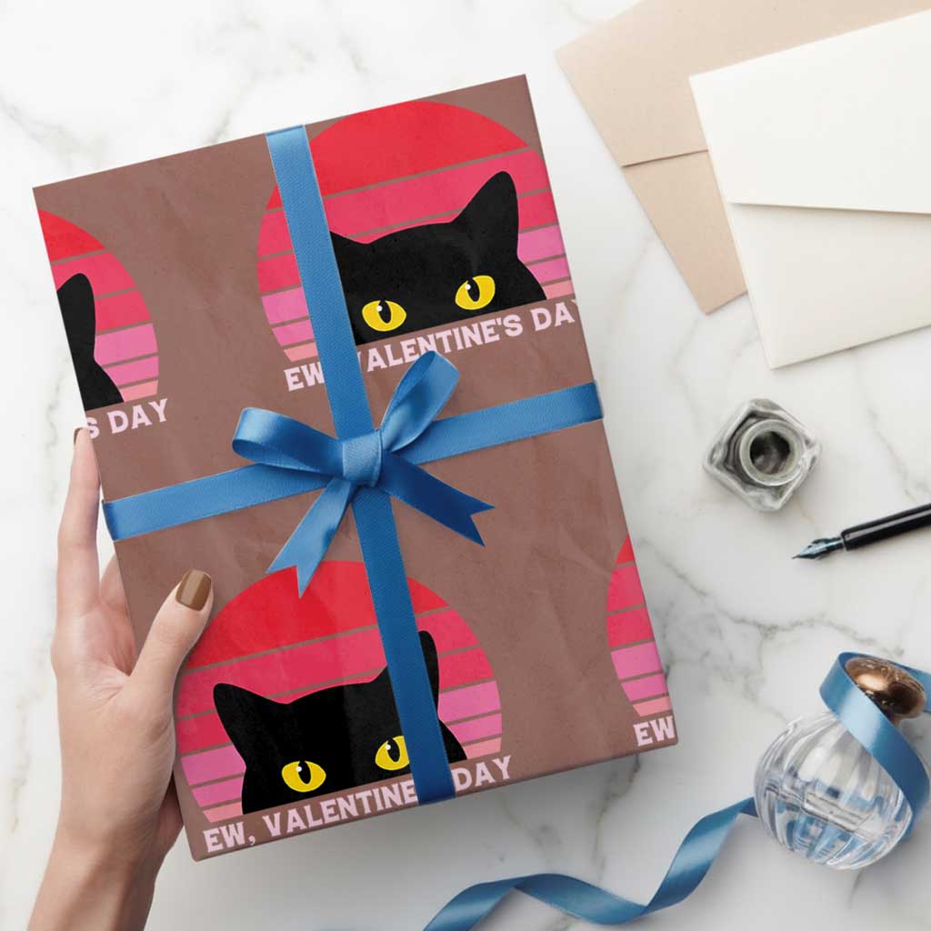 Funny Black Cat Anti Valentine Meme Wrapping Paper Roll - Wonder Print Shop