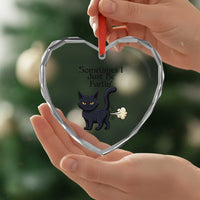 Funny Black Cat Bathroom Humor Heart Crystal Glass Ornament Sometimes I Just Be Fartin