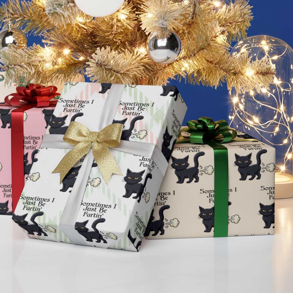 Funny Black Cat Bathroom Humor Wrapping Paper Roll Sometimes I Just Be Fartin