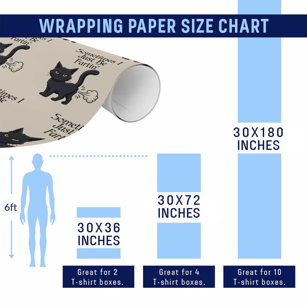 Funny Black Cat Bathroom Humor Wrapping Paper Roll Sometimes I Just Be Fartin