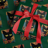 Funny Black Cat Bruh Meme Wrapping Paper Roll Funny Black Cat - Wonder Print Shop