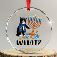 Funny Black Cat Chaos Hanukkah Menorah Gift Crystal Glass Ornament - Wonder Print Shop