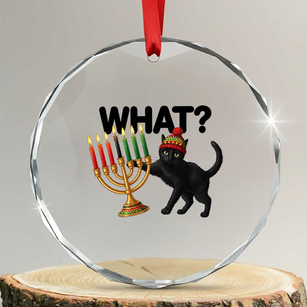 Funny Black Cat Chaos Kwanzaa Kinara Candle Crystal Glass Ornament African Heritage Gift - Wonder Print Shop