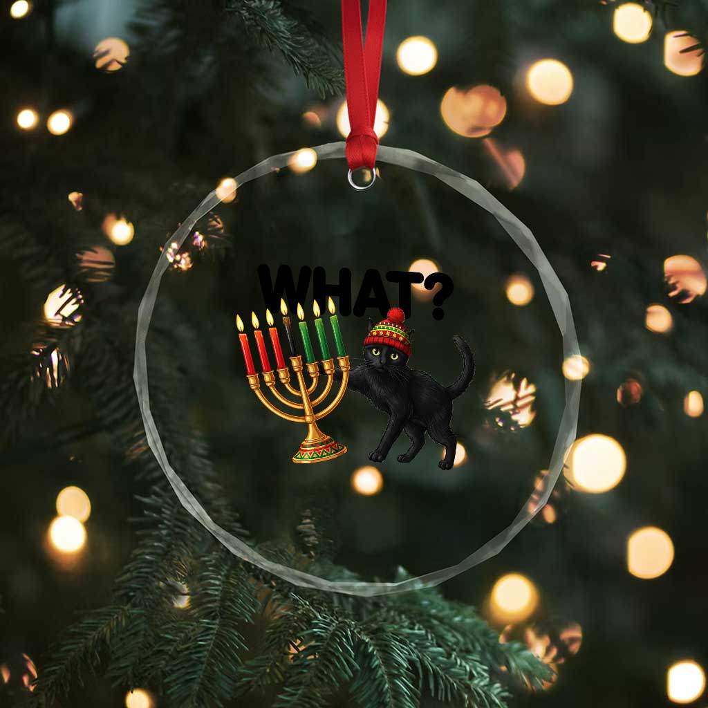 Funny Black Cat Chaos Kwanzaa Kinara Candle Crystal Glass Ornament African Heritage Gift - Wonder Print Shop