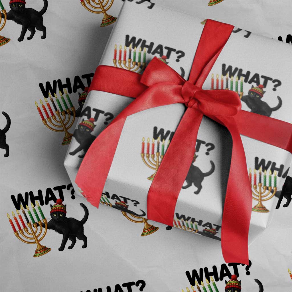 Funny Black Cat Chaos Kwanzaa Kinara Candle Wrapping Paper Roll African Heritage Gift - Wonder Print Shop