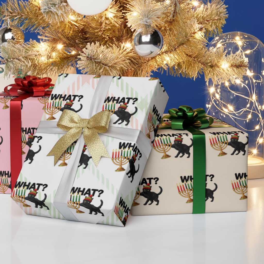 Funny Black Cat Chaos Kwanzaa Kinara Candle Wrapping Paper Roll African Heritage Gift - Wonder Print Shop