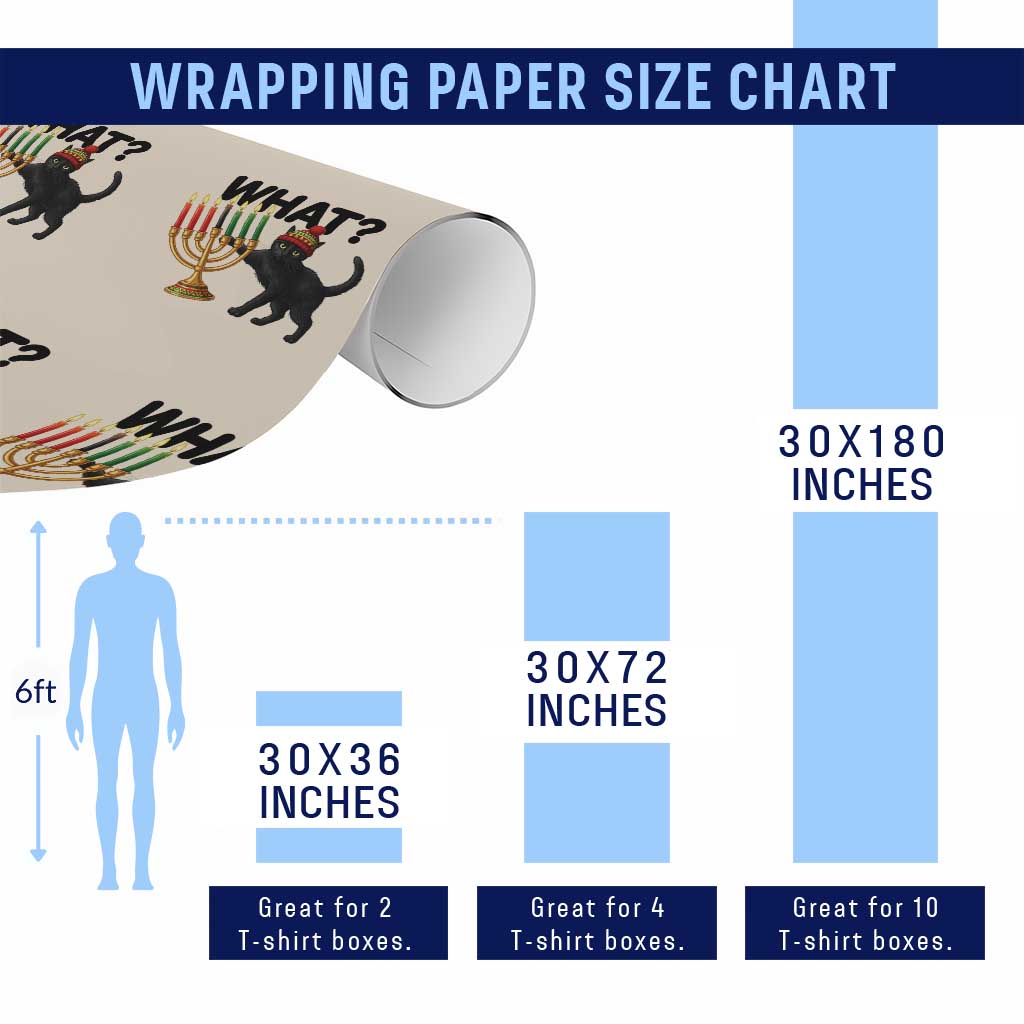 Funny Black Cat Chaos Kwanzaa Kinara Candle Wrapping Paper Roll African Heritage Gift - Wonder Print Shop