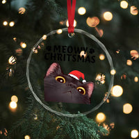 Funny Black Cat Christmas Crystal Glass Ornament Cute Kitty Xmas - Wonder Print Shop