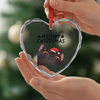 Funny Black Cat Christmas Heart Crystal Glass Ornament Cute Kitty Xmas - Wonder Print Shop
