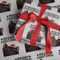 Funny Black Cat Christmas Wrapping Paper Roll Cute Kitty Xmas - Wonder Print Shop