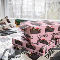 Funny Black Cat Christmas Wrapping Paper Roll Cute Kitty Xmas - Wonder Print Shop