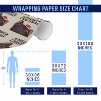 Funny Black Cat Christmas Wrapping Paper Roll Cute Kitty Xmas - Wonder Print Shop