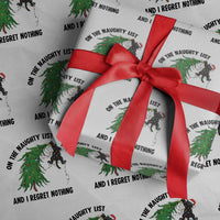 Funny Black Cat Christmas Wrapping Paper Roll On the Naughty List And I Regret Nothing - Wonder Print Shop