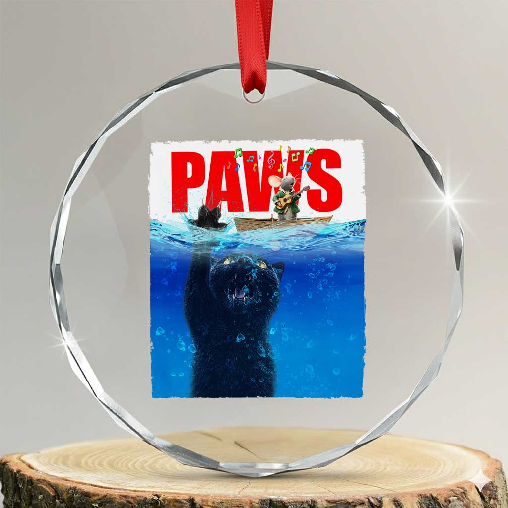 Funny Black Cat Crystal Glass Ornament PAWS Parody Kitten Mouse Humorous TS14