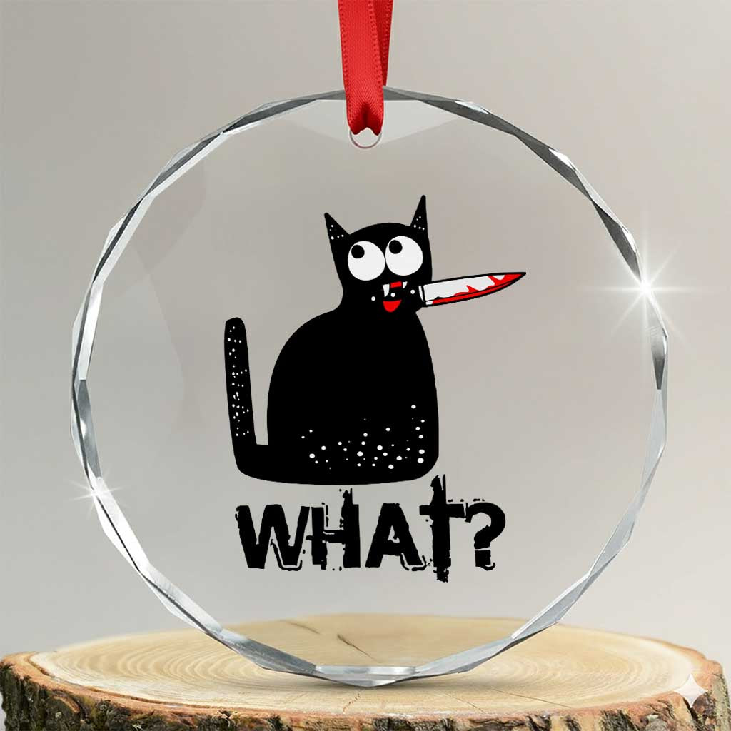 Funny Black Cat Crystal Glass Ornament What Kitten Murderous - Wonder Print Shop