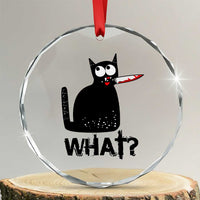 Funny Black Cat Crystal Glass Ornament What Kitten Murderous - Wonder Print Shop